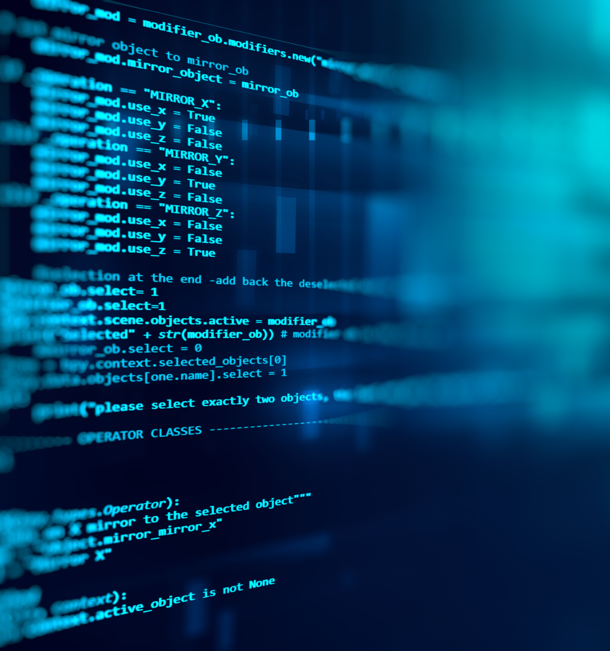 Blue code across a computer screen