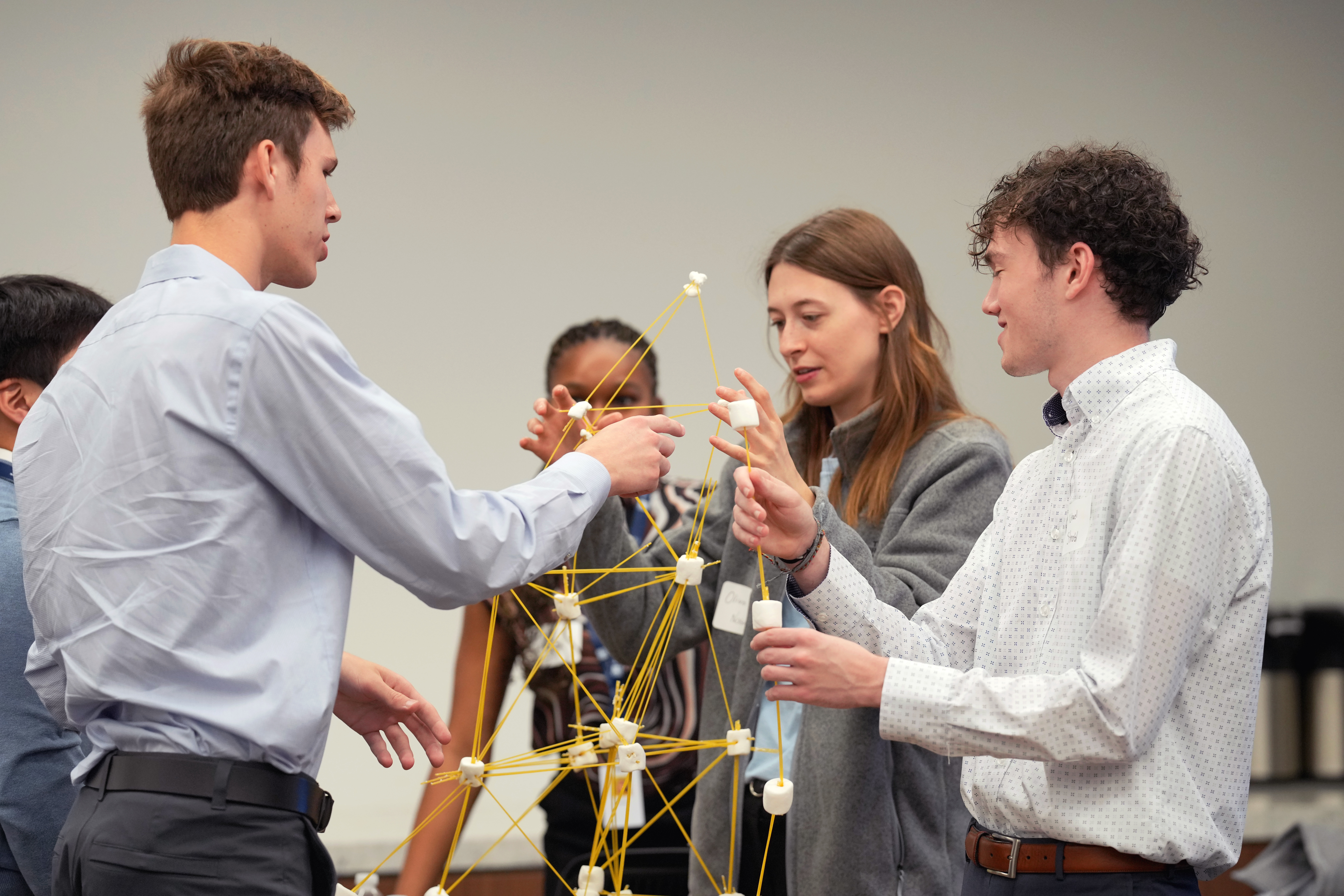 Interns do a teambuilding activity