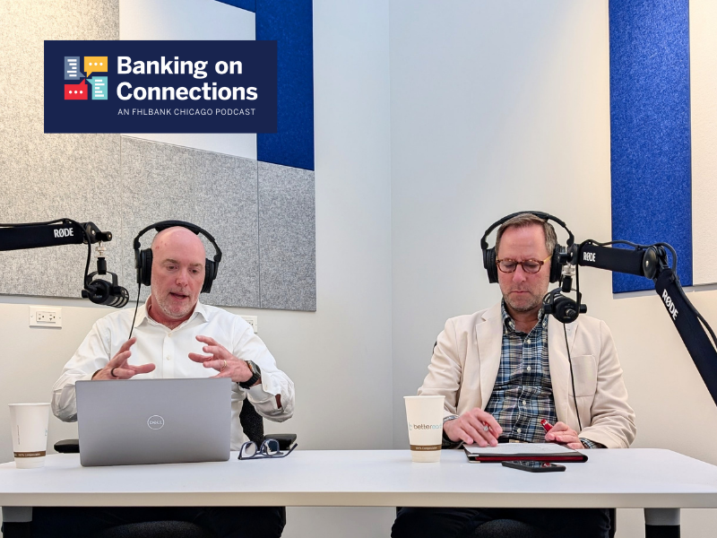 Ryan Donovan, President and CEO of the Council of FHLBanks, sits in studio with Dave Feldhaus, Director of External Affairs at FHLBank Chicago, Small Version